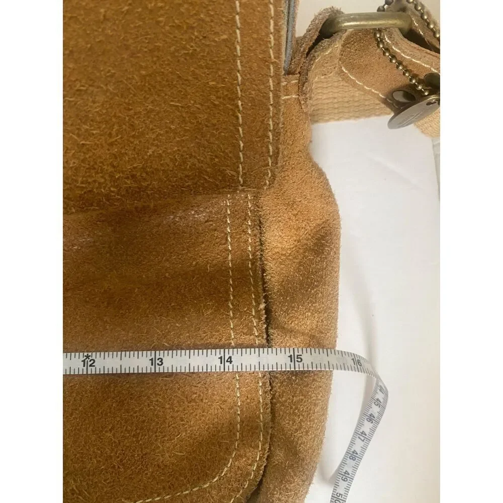 David King Boston Genuine Leather Messenger Bag – Tan Suede – Adjustable Strap